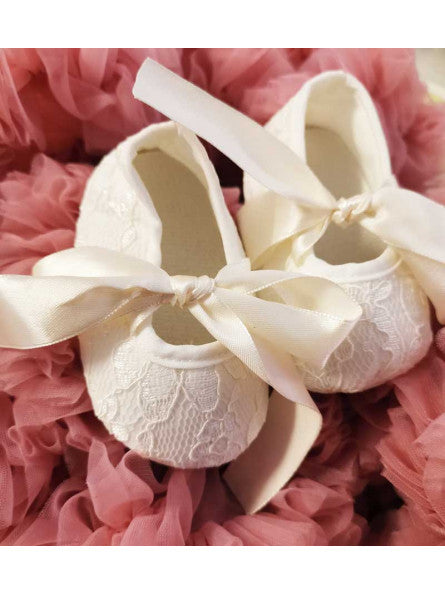 Baby Skor Ballerina Spets Creme