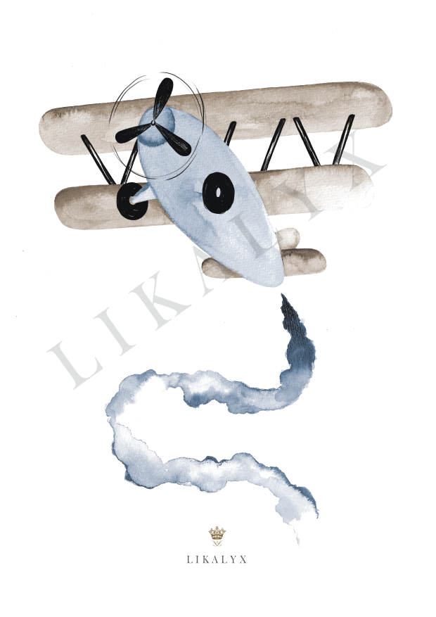 Likalyx Poster Flygplan Blå