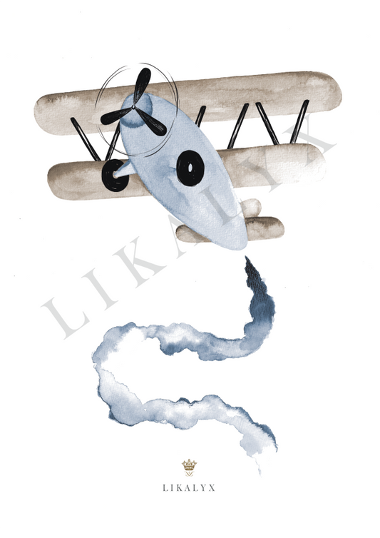 Likalyx Poster Flygplan Blå