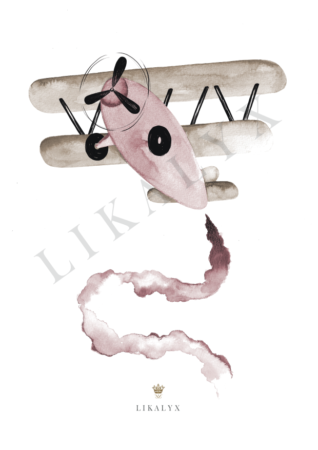 Likalyx Poster Flygplan Rosa