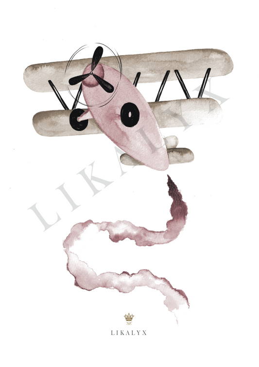 Likalyx Poster Flygplan Rosa