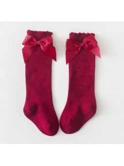 Knästrumpor Rosett Mörkröd