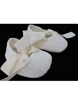 Baby Skor Ballerina Spets Creme