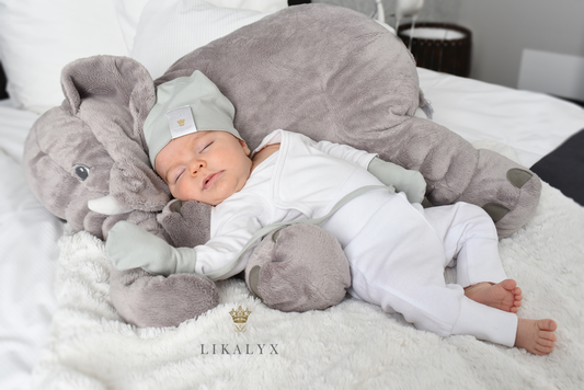 Babymössa och vantar grå